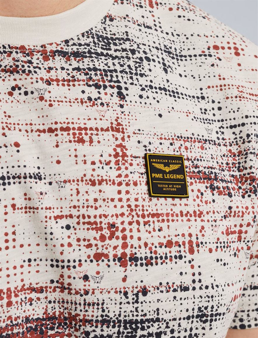 PME Legend T-shirt beige met print normale fit katoen