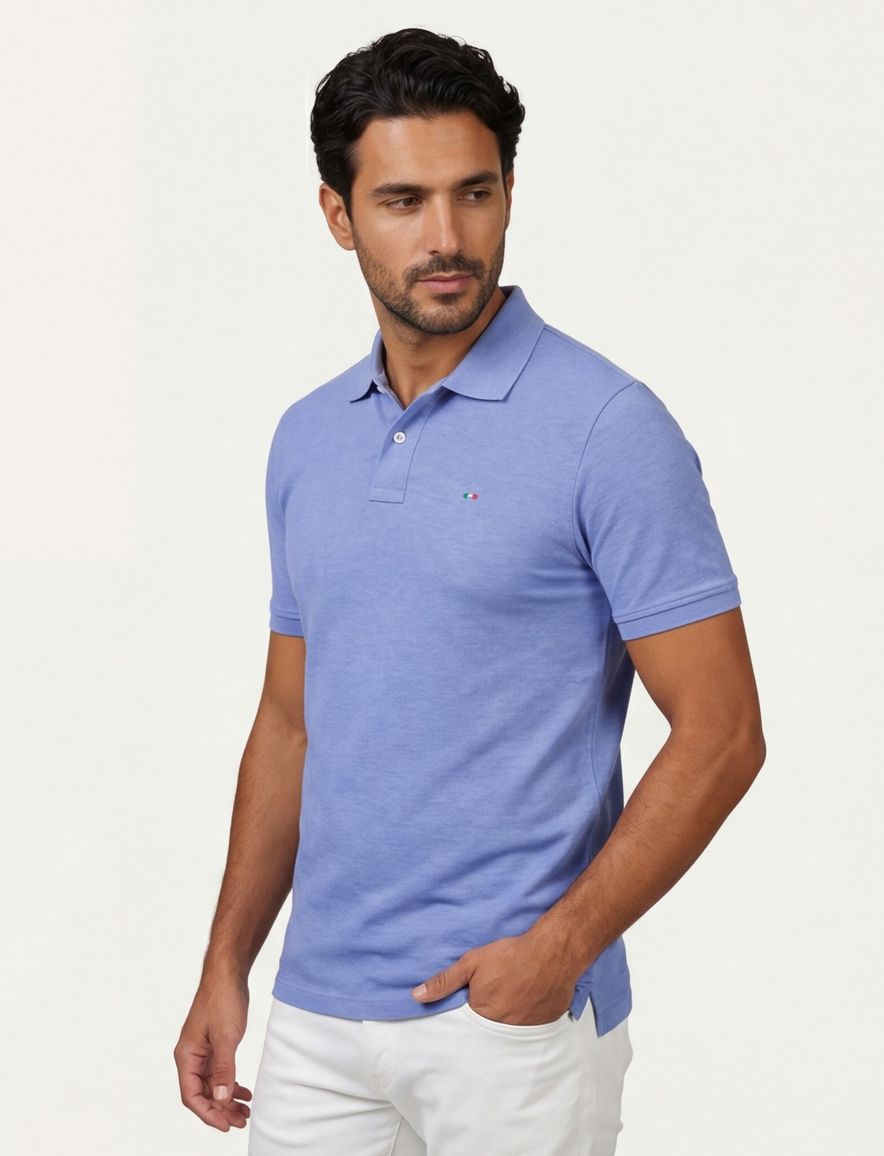 Portofino Fang polo blauw katoen 3-knoops
