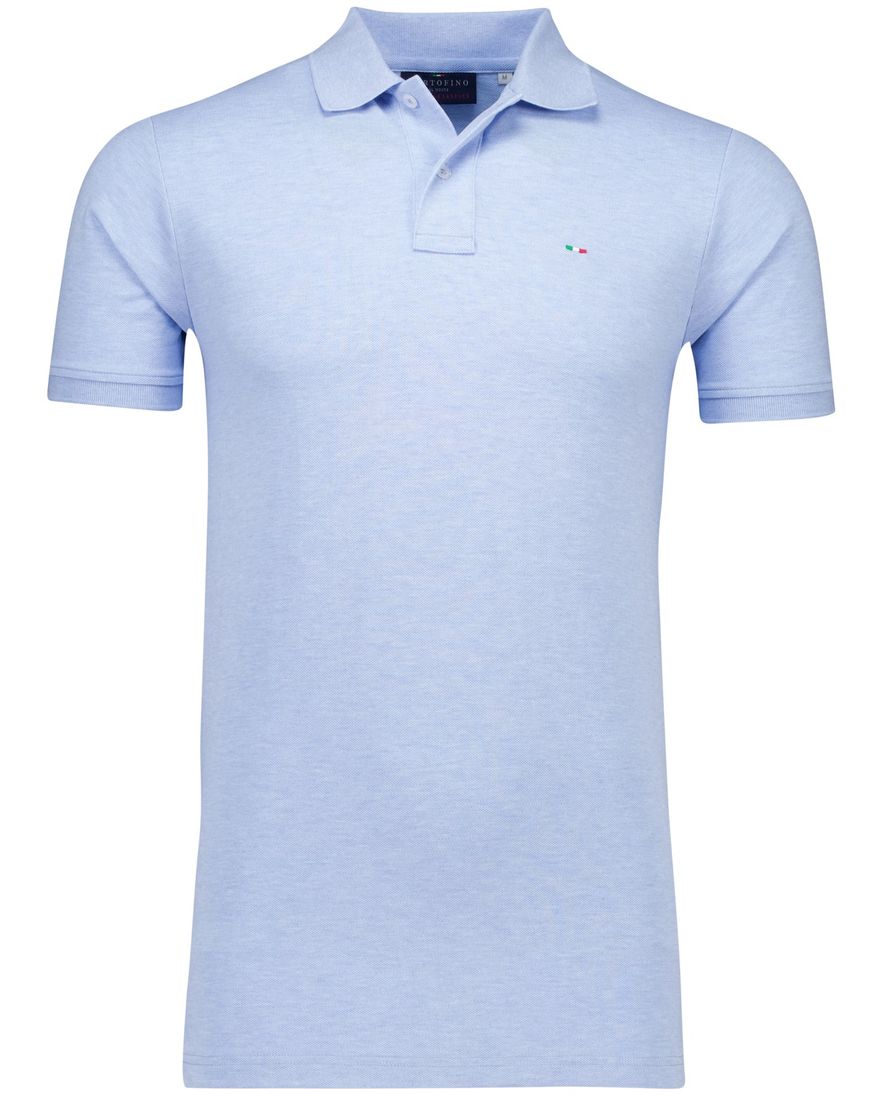 Portofino Fang polo lichtblauw pique katoen