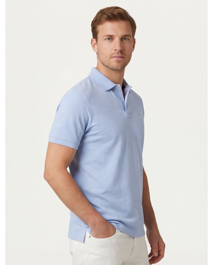 Portofino Fang polo lichtblauw pique katoen