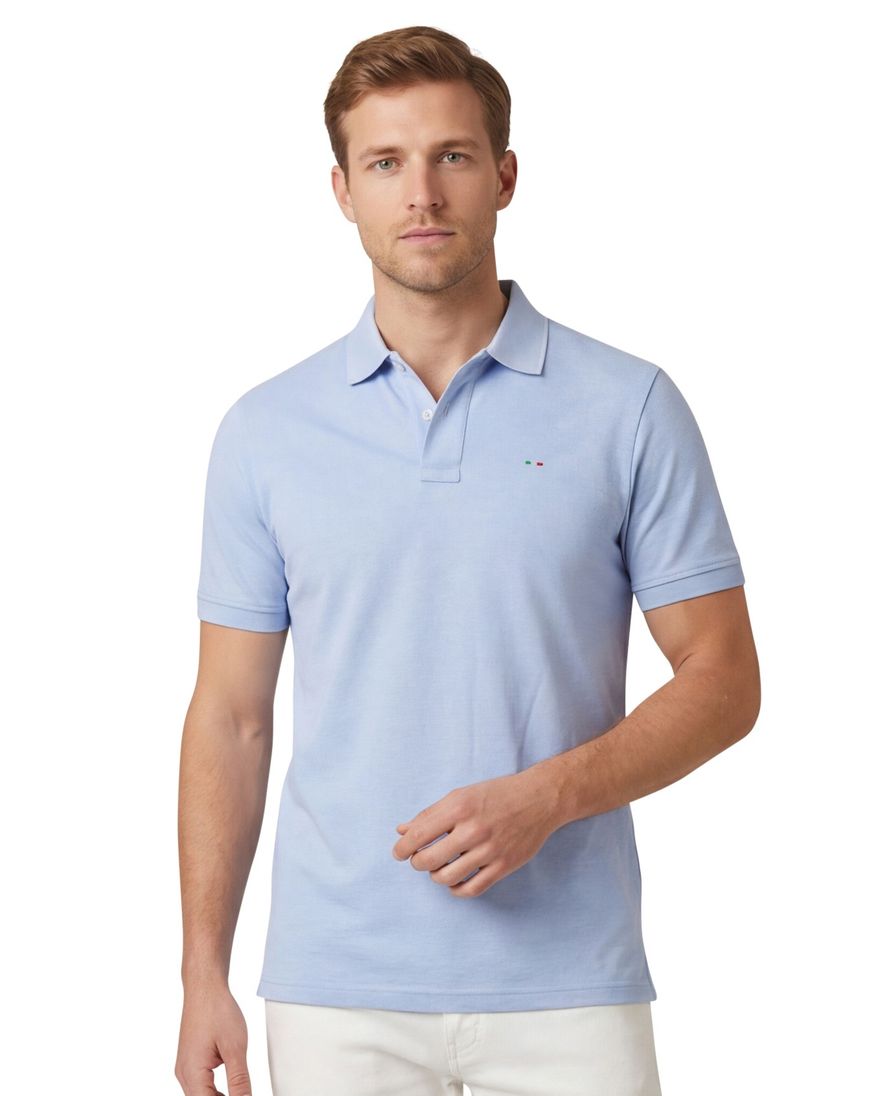 Portofino Fang polo lichtblauw pique katoen