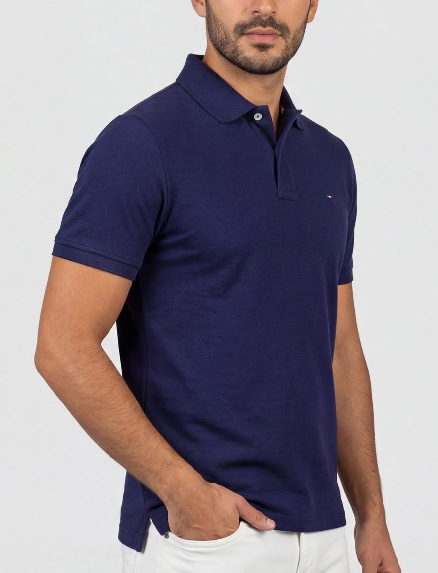 Portofino Fang polo donkerblauw pique katoen