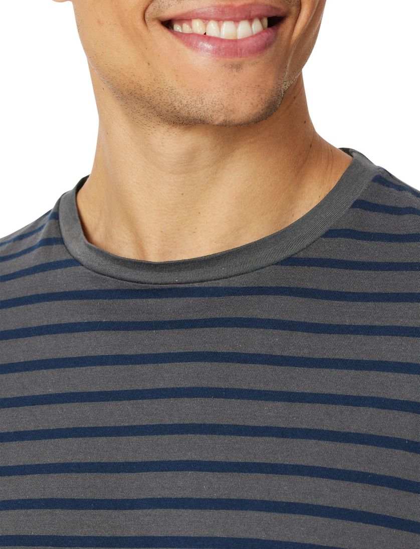 Schiesser Shortama donkerblauw gestreept print