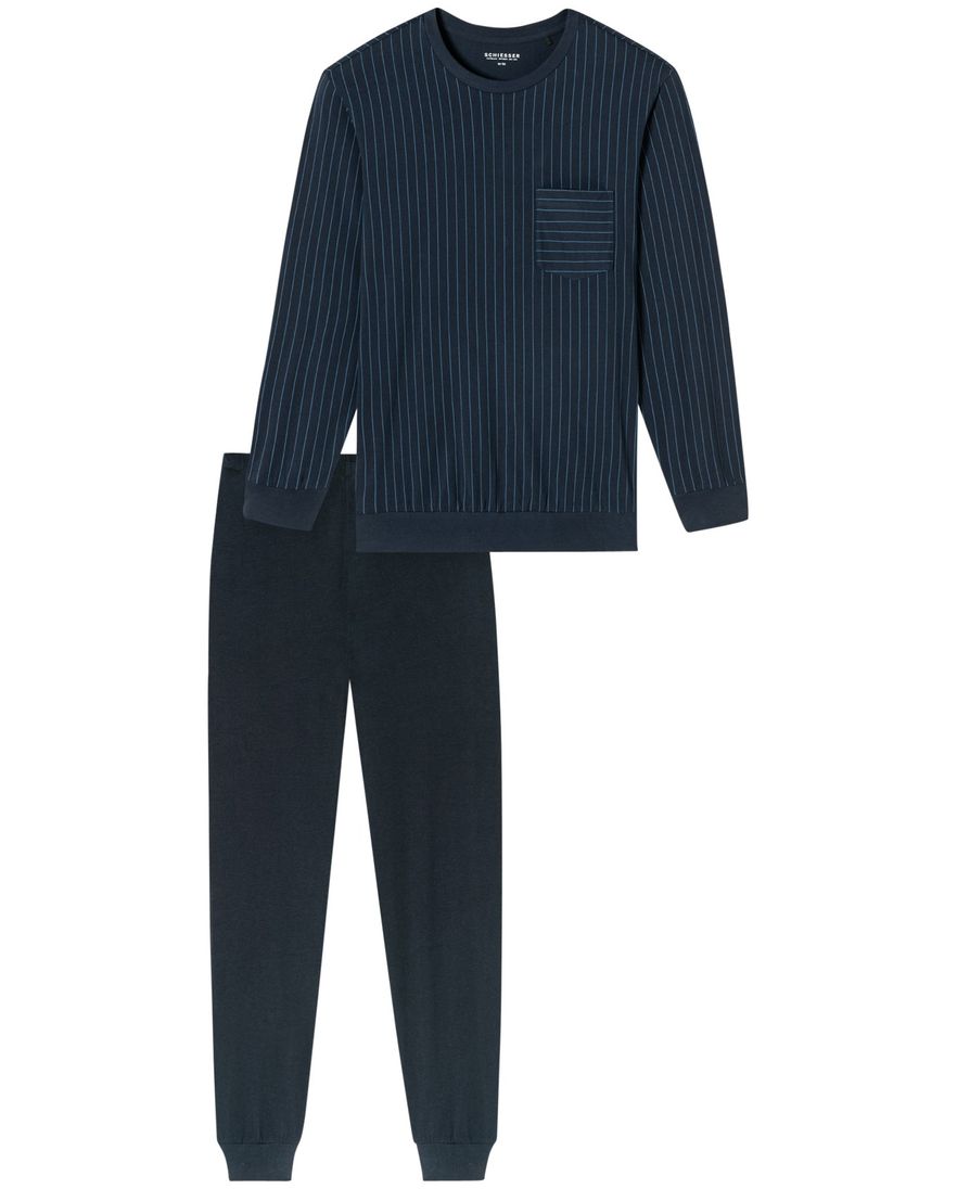 Schiesser pyjama donkerblauw gestreept