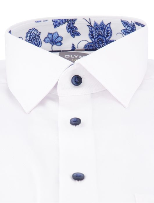 Olymp Comfort Fit overhemd spierwit blauw