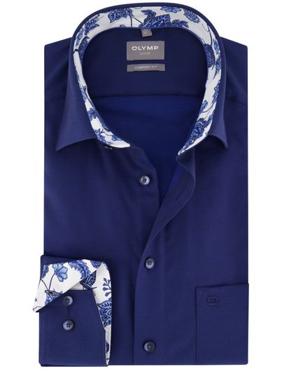 Olymp Olymp overhemd Comfort Fit donkerblauw katoen