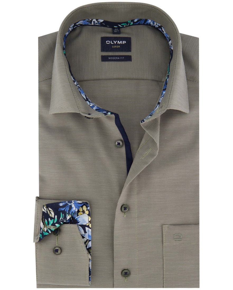 Olymp modern fit overhemd strijkvrij groen