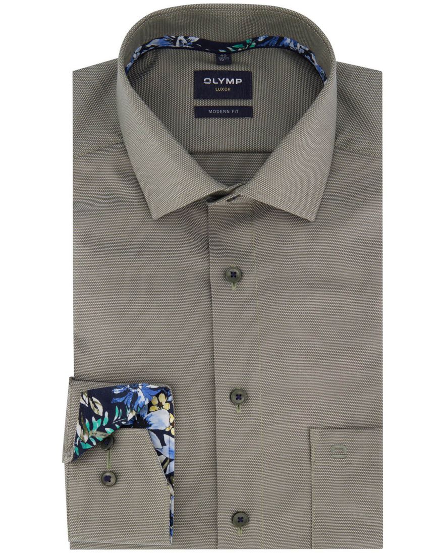 Olymp modern fit overhemd strijkvrij groen