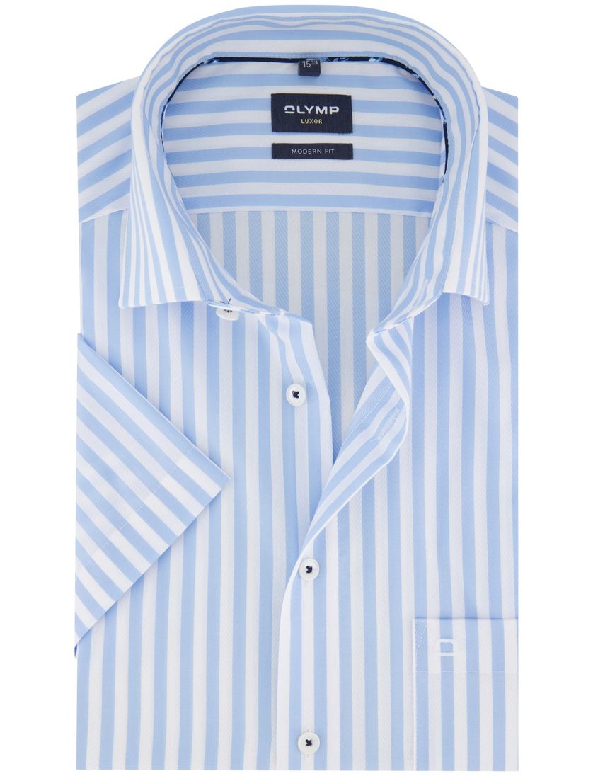 Olymp modern fit overhemd strijkvrij wit gestreept