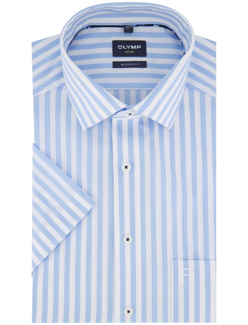 Olymp modern fit overhemd strijkvrij wit gestreept