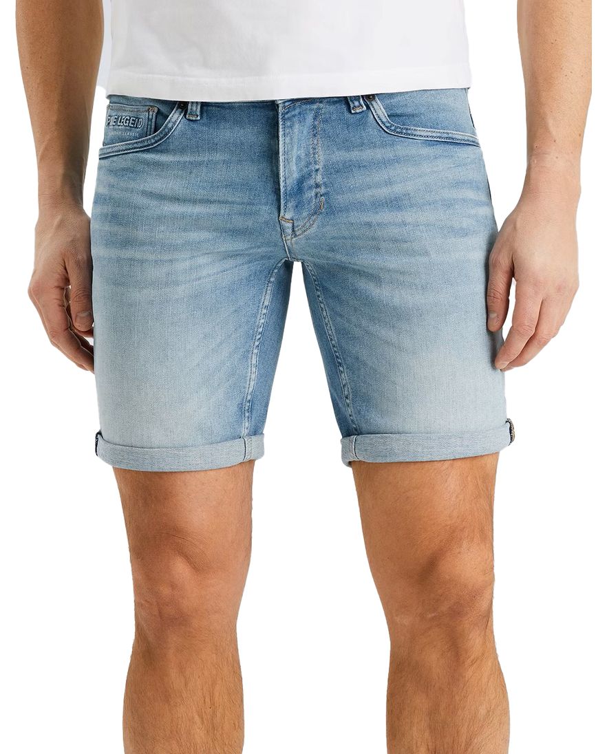 PME Legend korte broek blauw Nightflight effen katoen