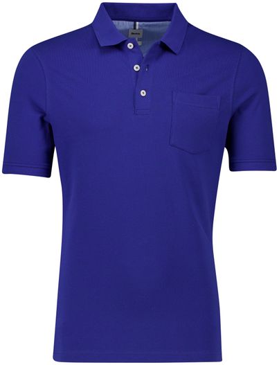 Brax katoenen Brax polo blauw effen normale fit
