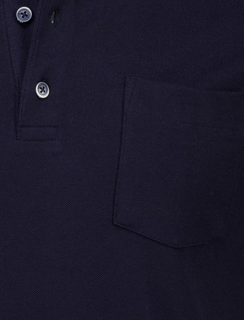 katoenen Brax polo zwart effen normale fit met borstzak