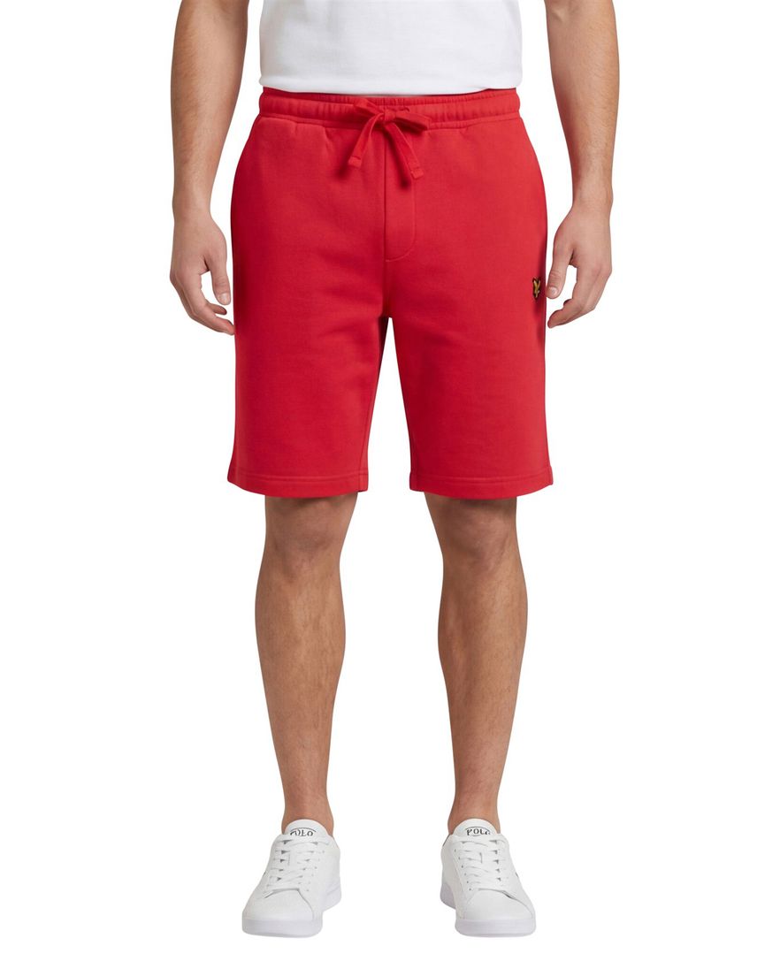 Lyle & Scott bermuda rood effen slim fit katoen
