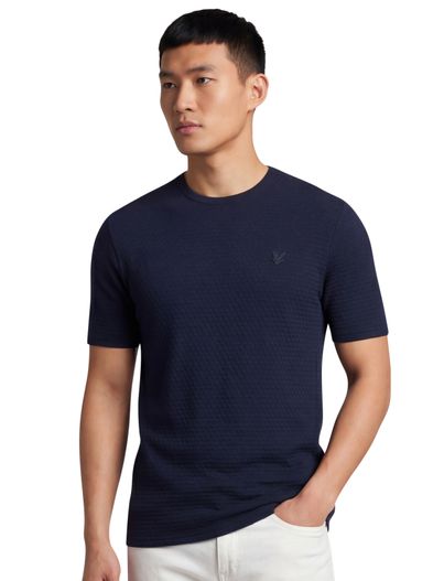 Lyle & Scott Lyle & Scott Jacquard t-shirt donkerblauw effen