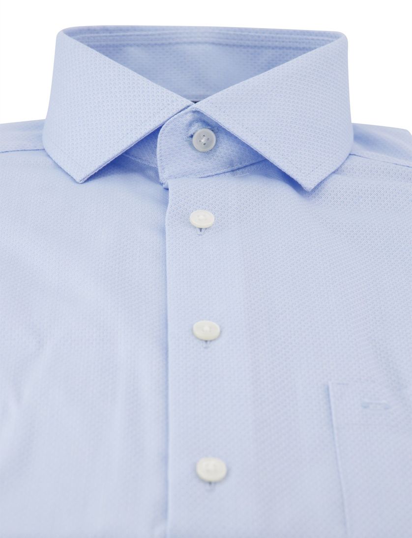 Olymp modern fit overhemd strijkvrij blauw katoen semi-wide spread boord