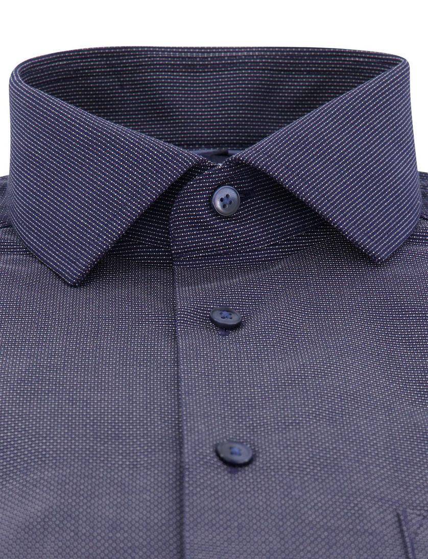 Olymp Modern Fit overhemd met borstzak navy geprint strijkvrij