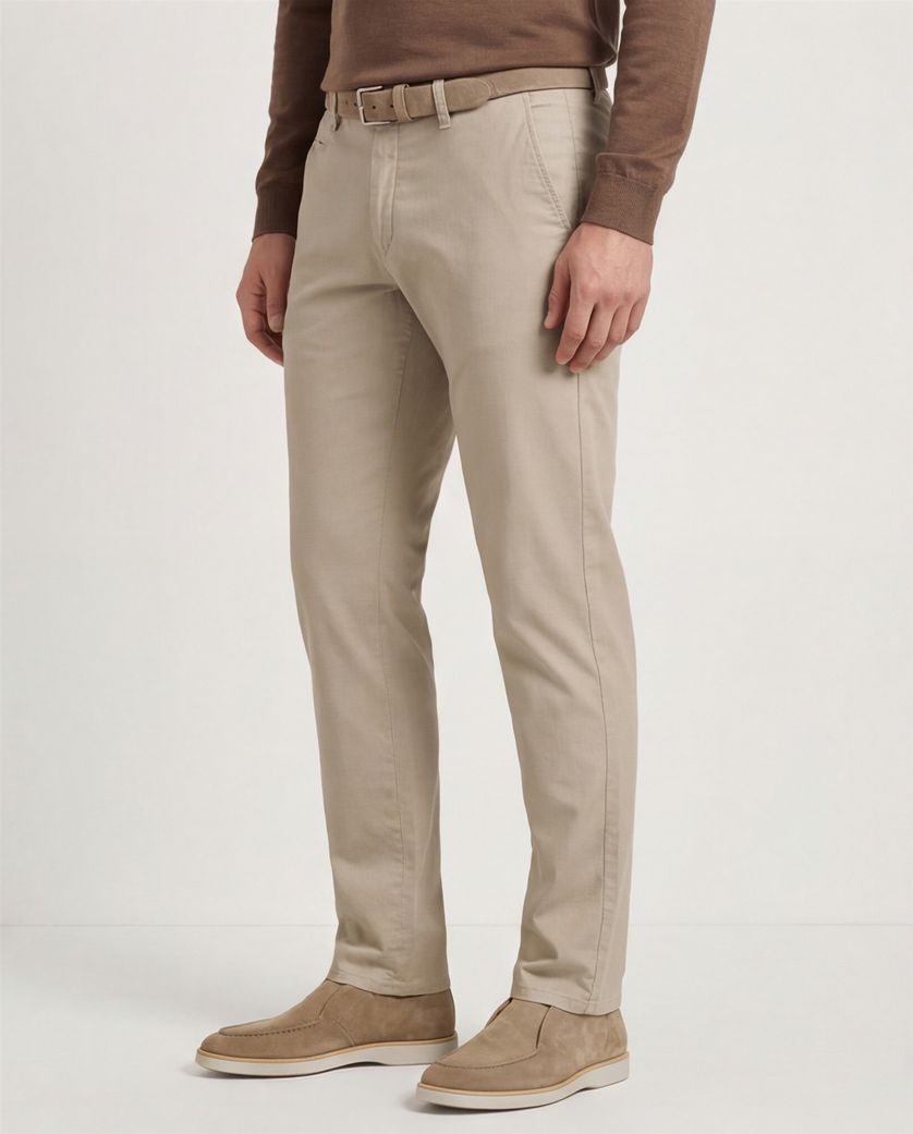 Brax pantalon effen katoen beige