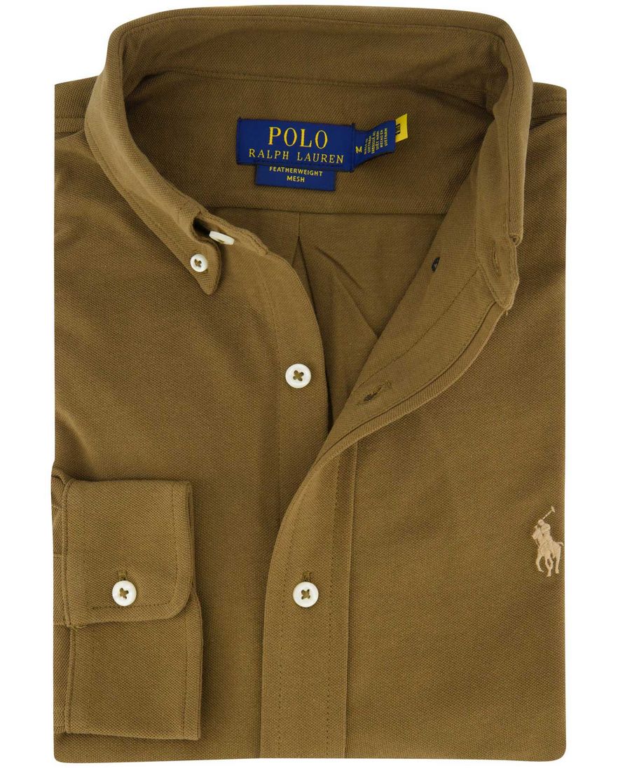 Polo Ralph Lauren overhemd bruin effen normale fit katoen