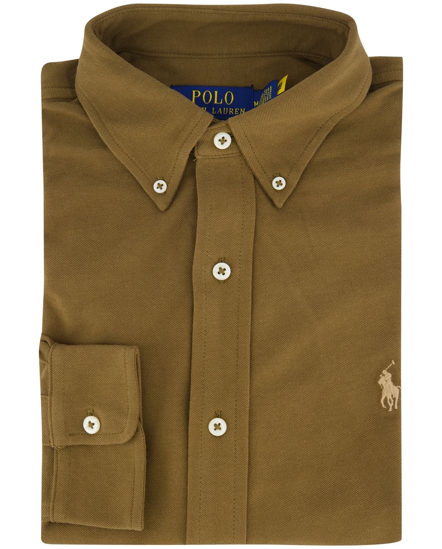Polo Ralph Lauren overhemd bruin effen normale fit katoen