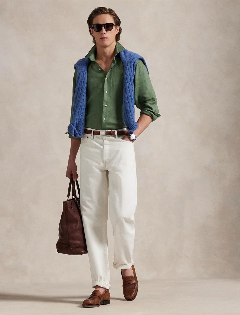 Polo Ralph Lauren big en tall overhemd wijde fit effen groen