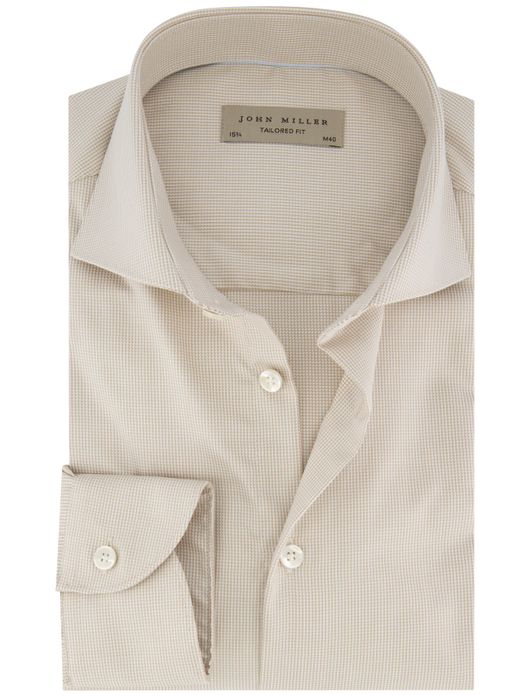 John Miller katoenen overhemd ml7 beige