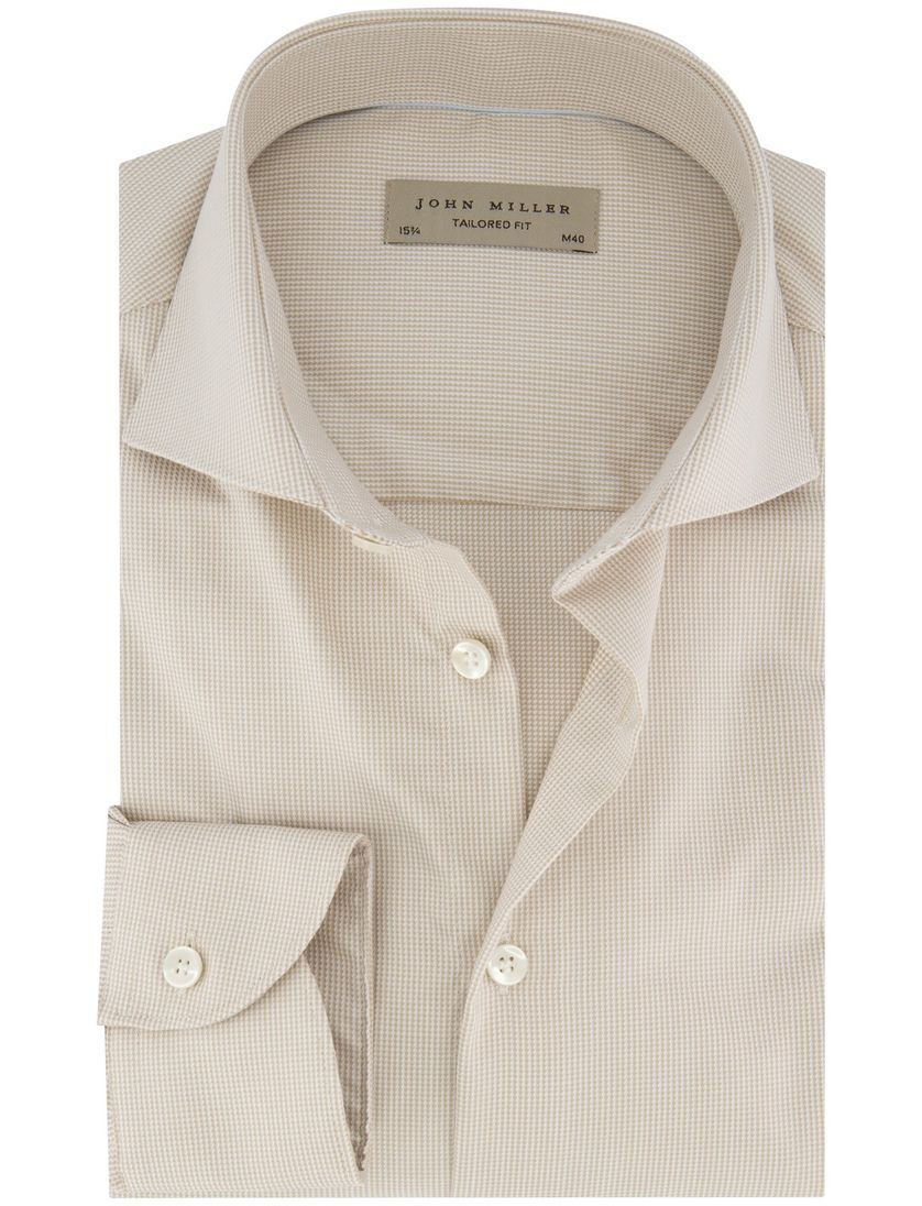 John Miller katoenen overhemd ml7 beige