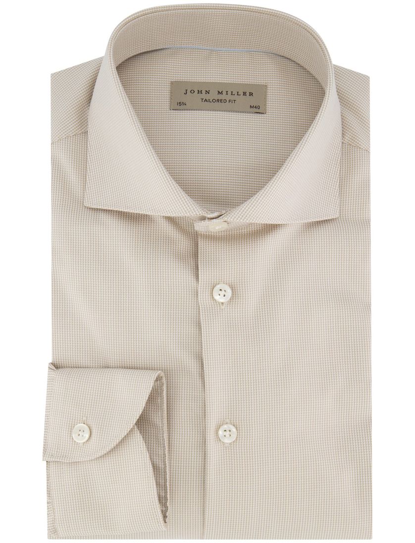 John Miller katoenen overhemd ml7 beige