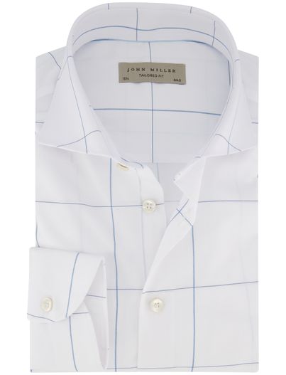 John Miller John Miller overhemd ml7 normale fit wit ruit katoen