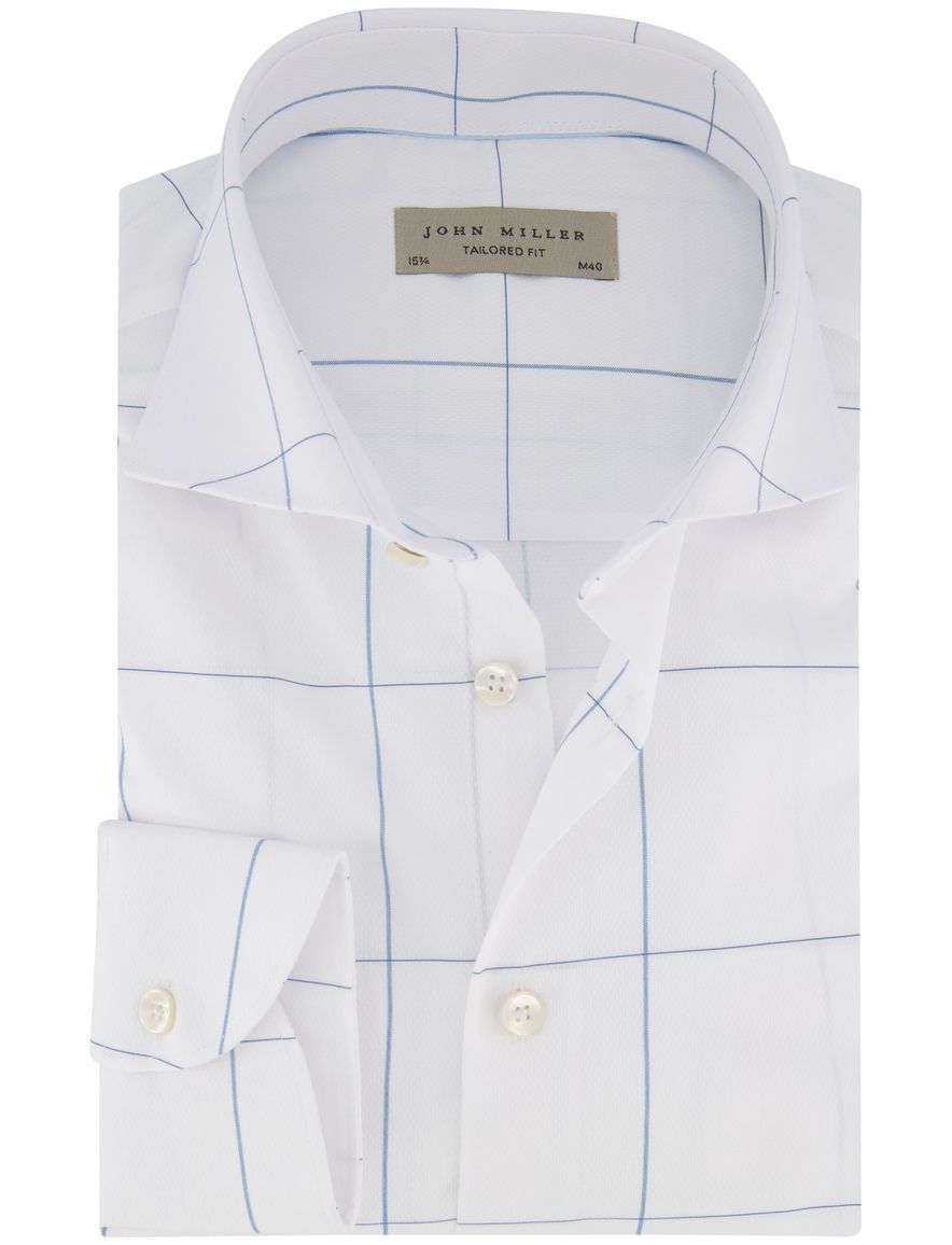John Miller overhemd ml7 tailored fit wit patroon