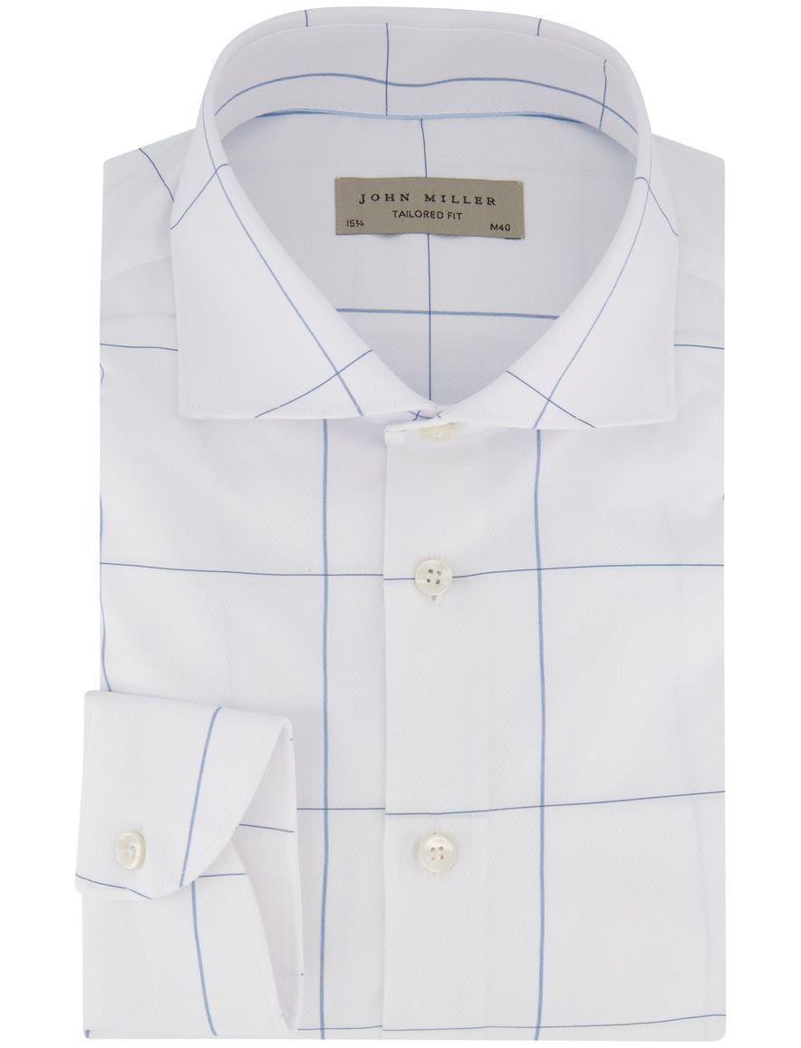 John Miller overhemd ml7 tailored fit wit patroon