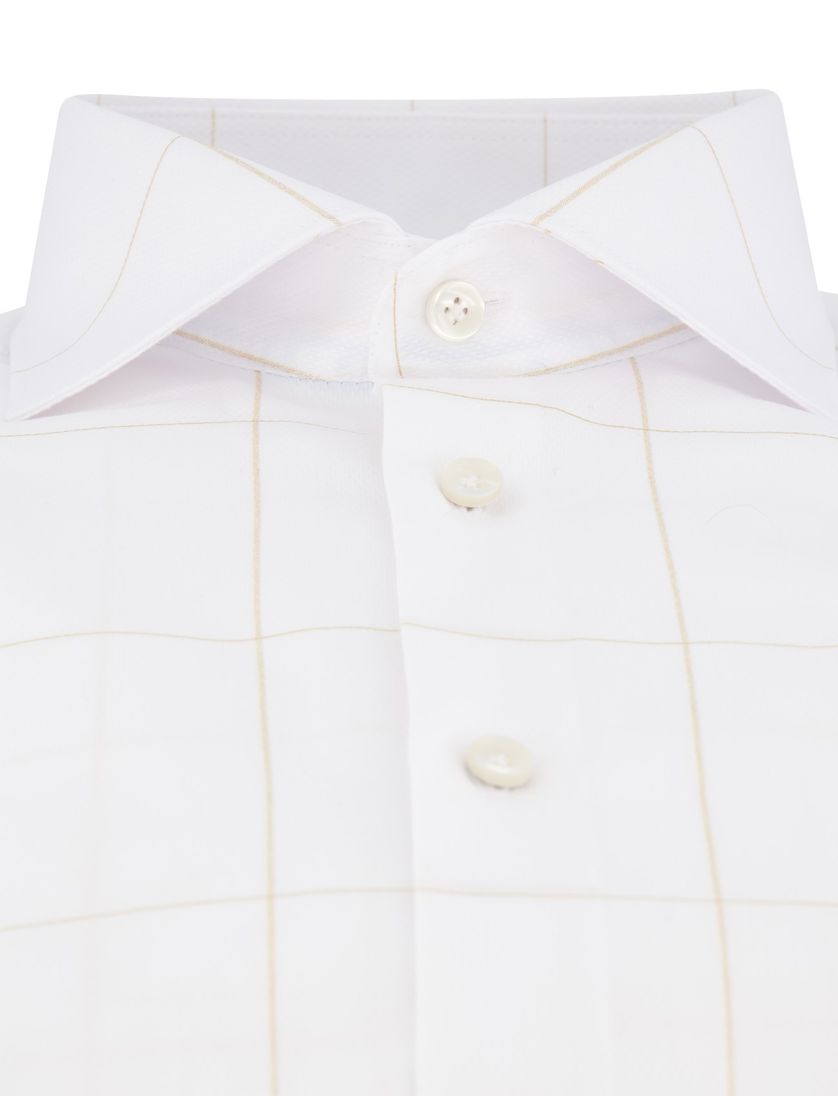 katoenen John Miller overhemd ml7 ruit wit widespread boord