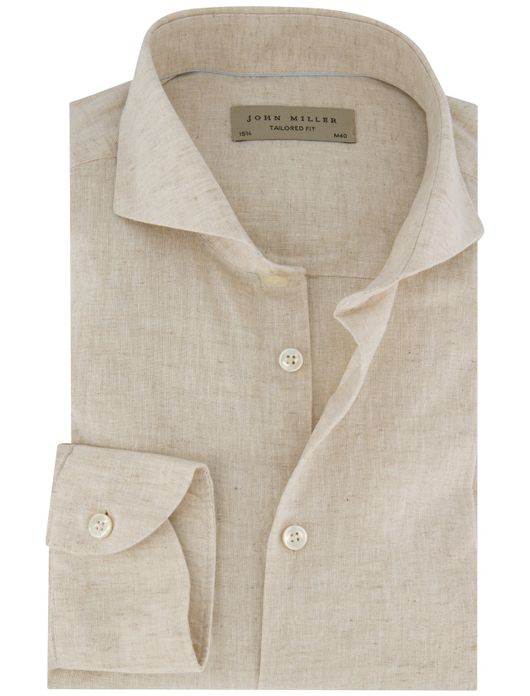 John Miller tailored fit overhemd ml7 beige