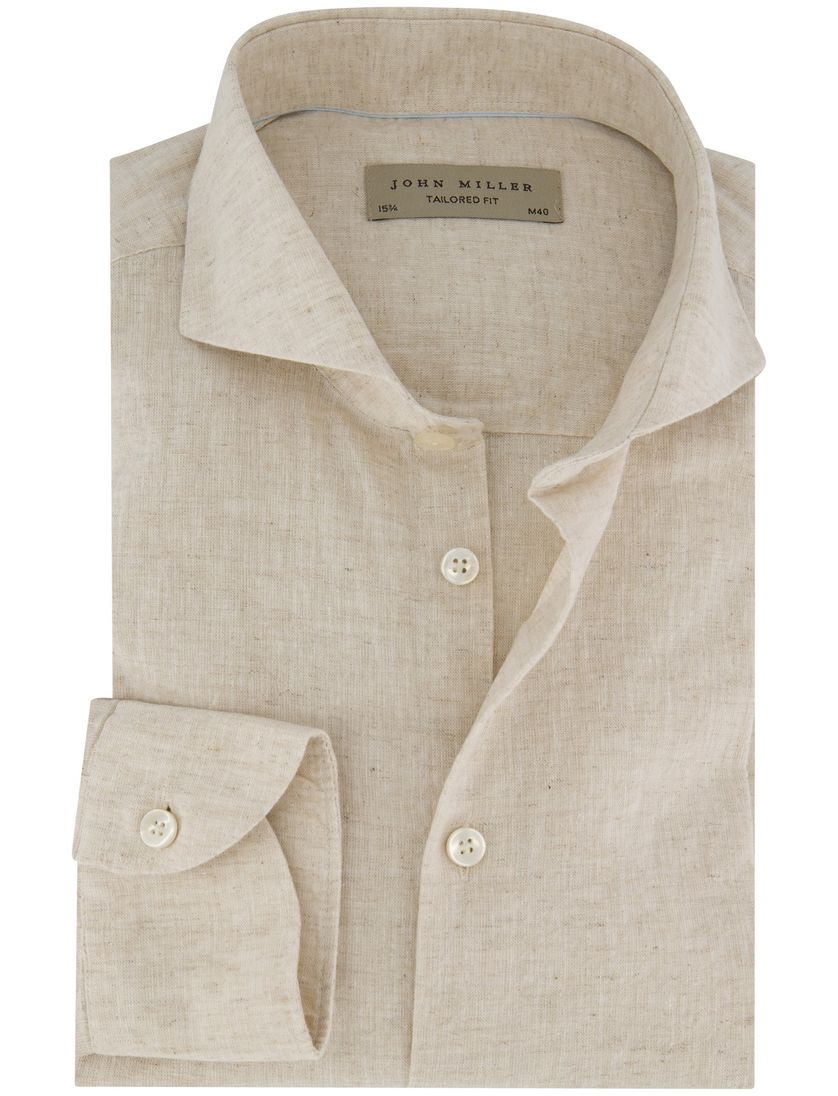 John Miller tailored fit overhemd ml7 beige