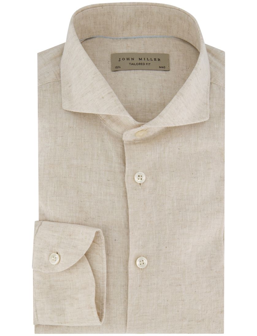 John Miller tailored fit overhemd ml7 beige