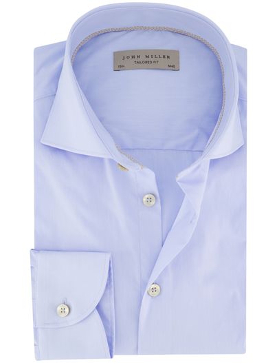 John Miller John Miller overhemd lichtblauw katoen lange mouw