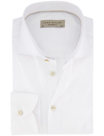 John Miller John Miller overhemd wit katoen wide collar