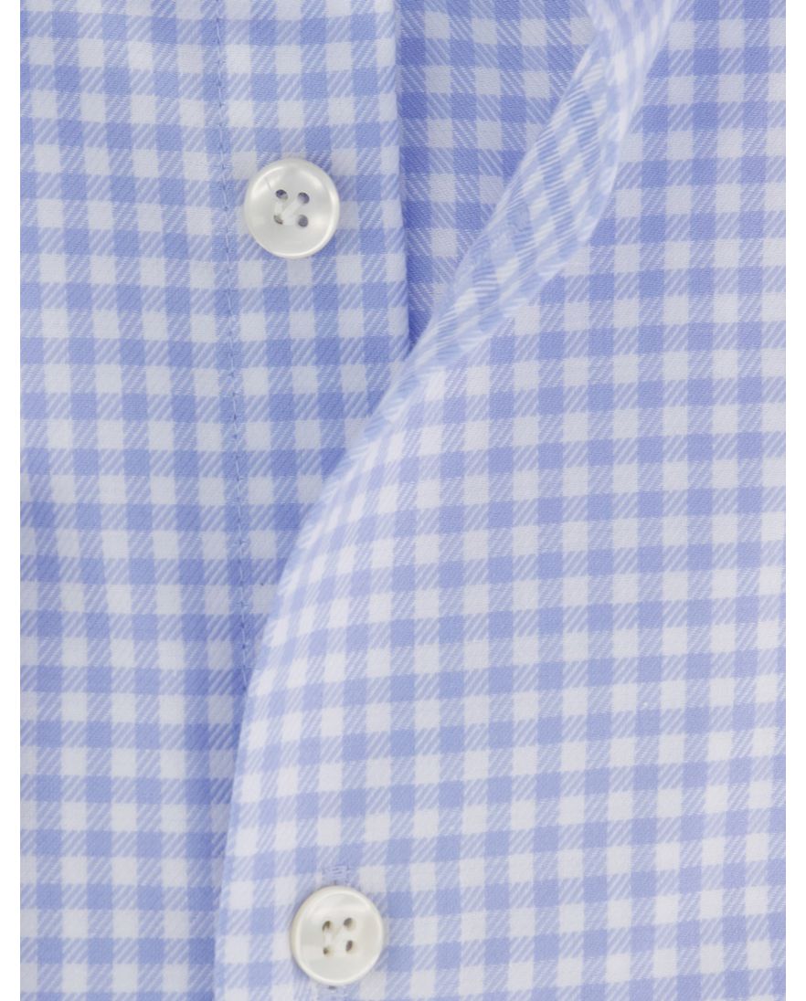 John Miller tailored fit overhemd blauw geruit