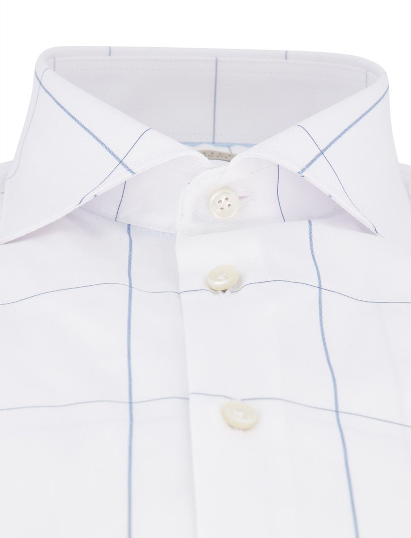 John Miller overhemd wit geruit wide collar