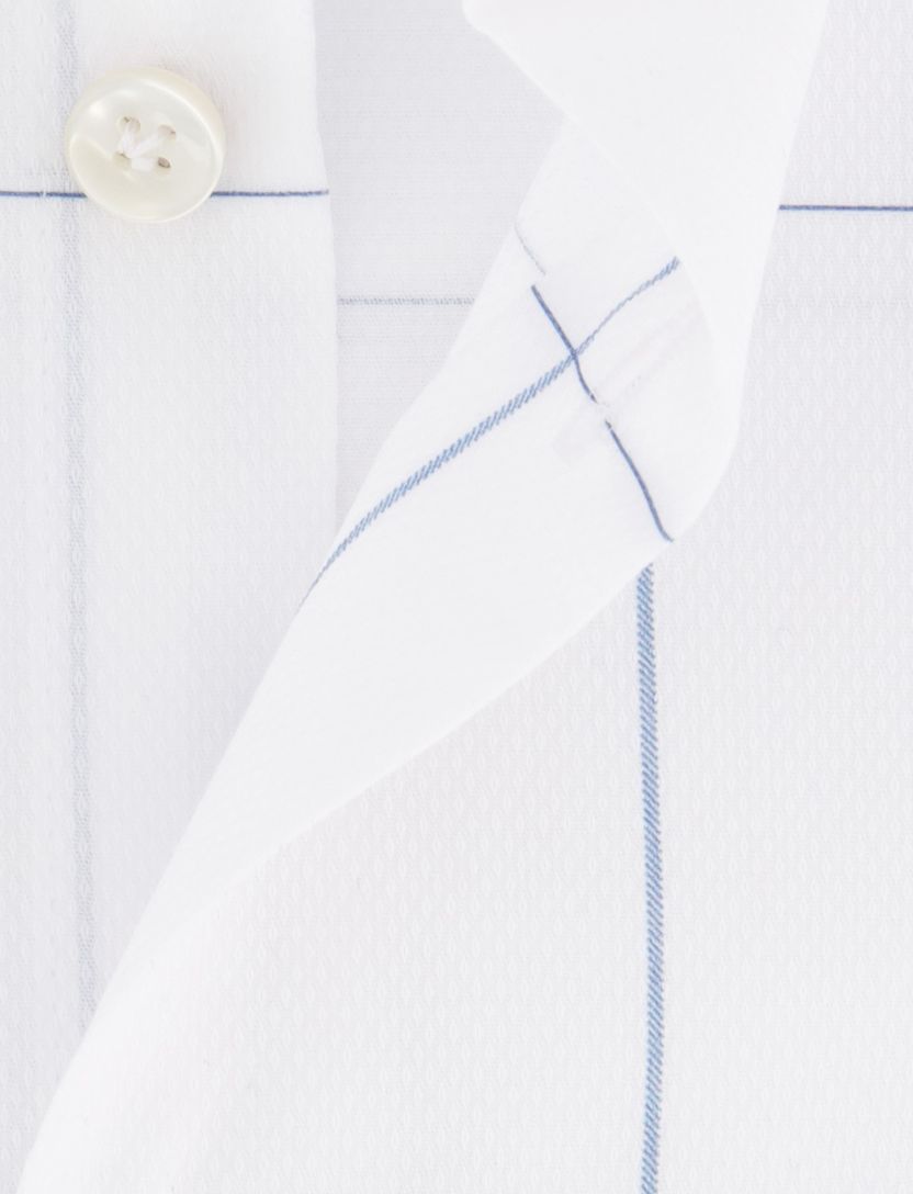 John Miller overhemd wit geruit wide collar