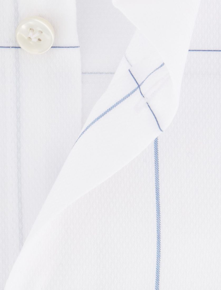 John Miller overhemd wit geruit wide collar