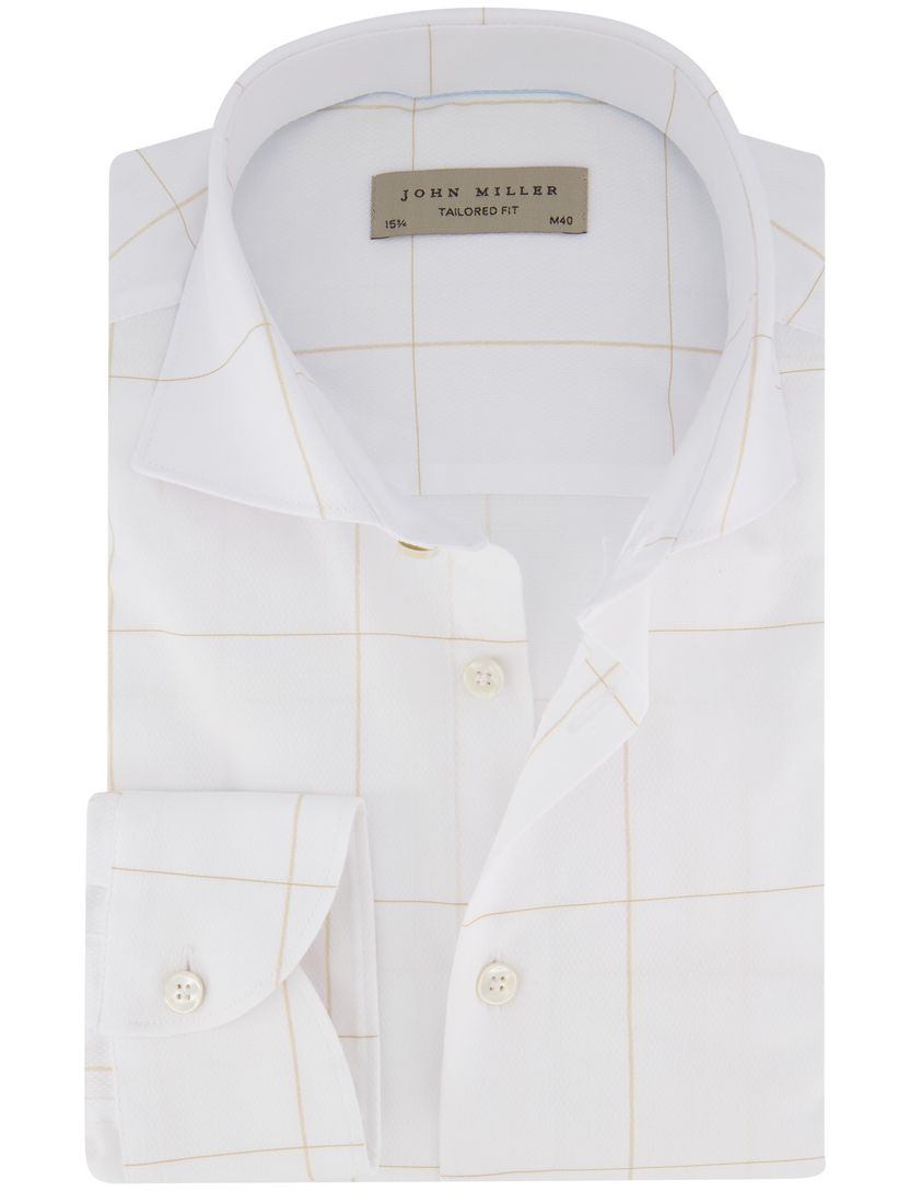 John Miller overhemd wit geruit 100% katoen
