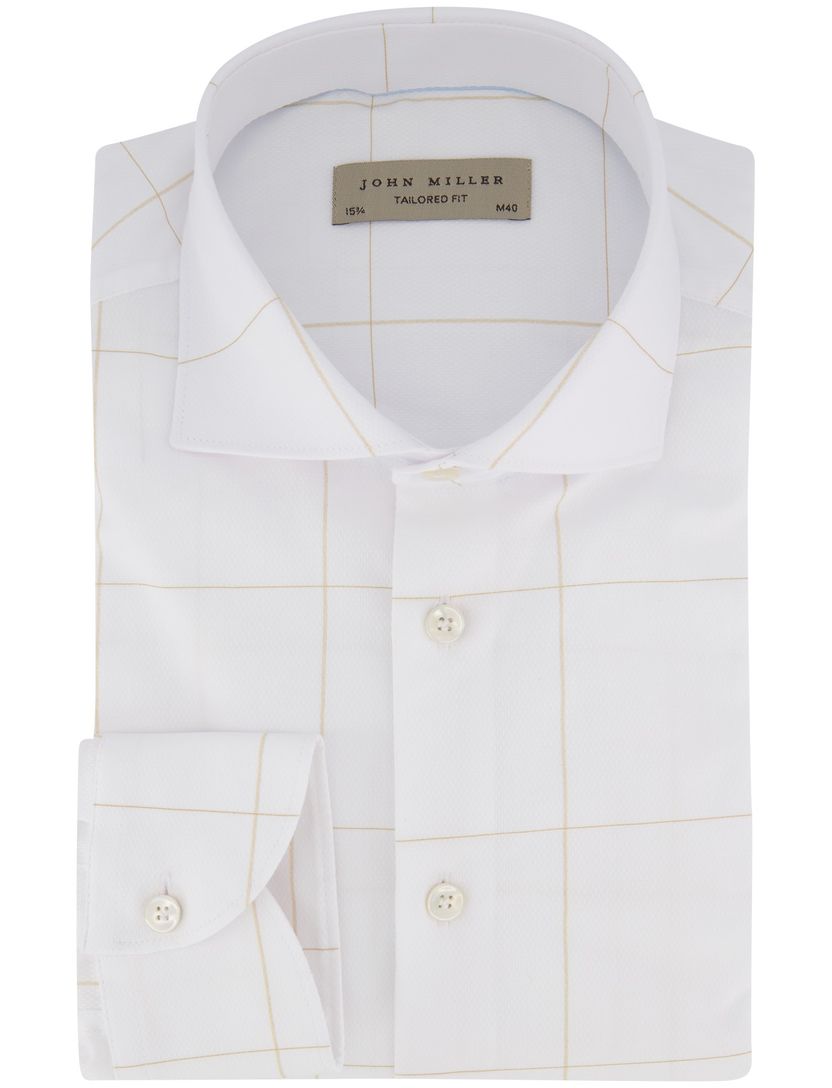 John Miller overhemd wit geruit 100% katoen