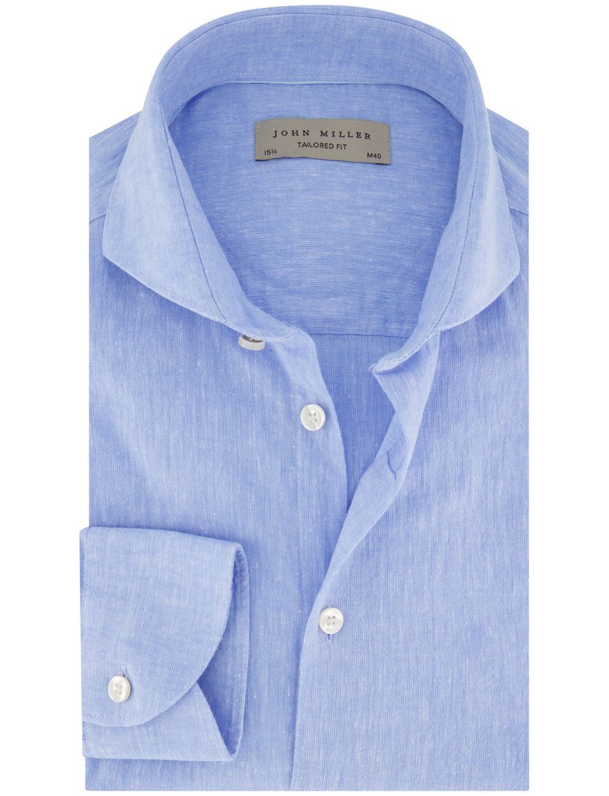 John Miller tailored fit overhemd blauw effen