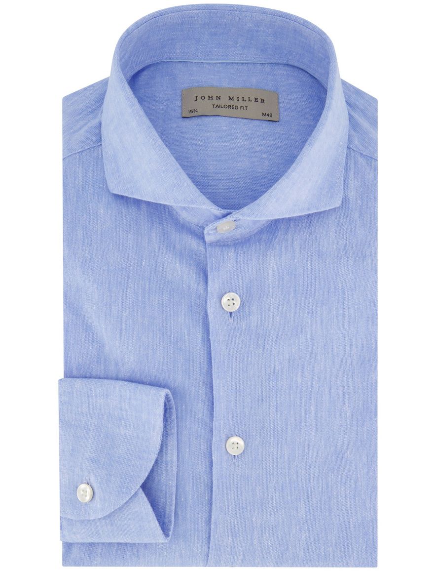 John Miller tailored fit overhemd blauw effen