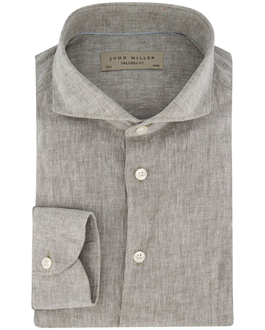 John Miller overhemd linnen groen wide collar