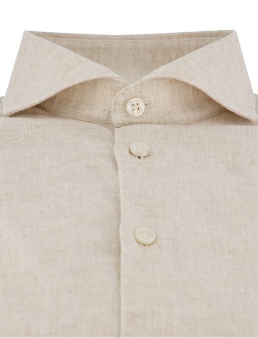 John Miller tailored fit overhemd beige effen