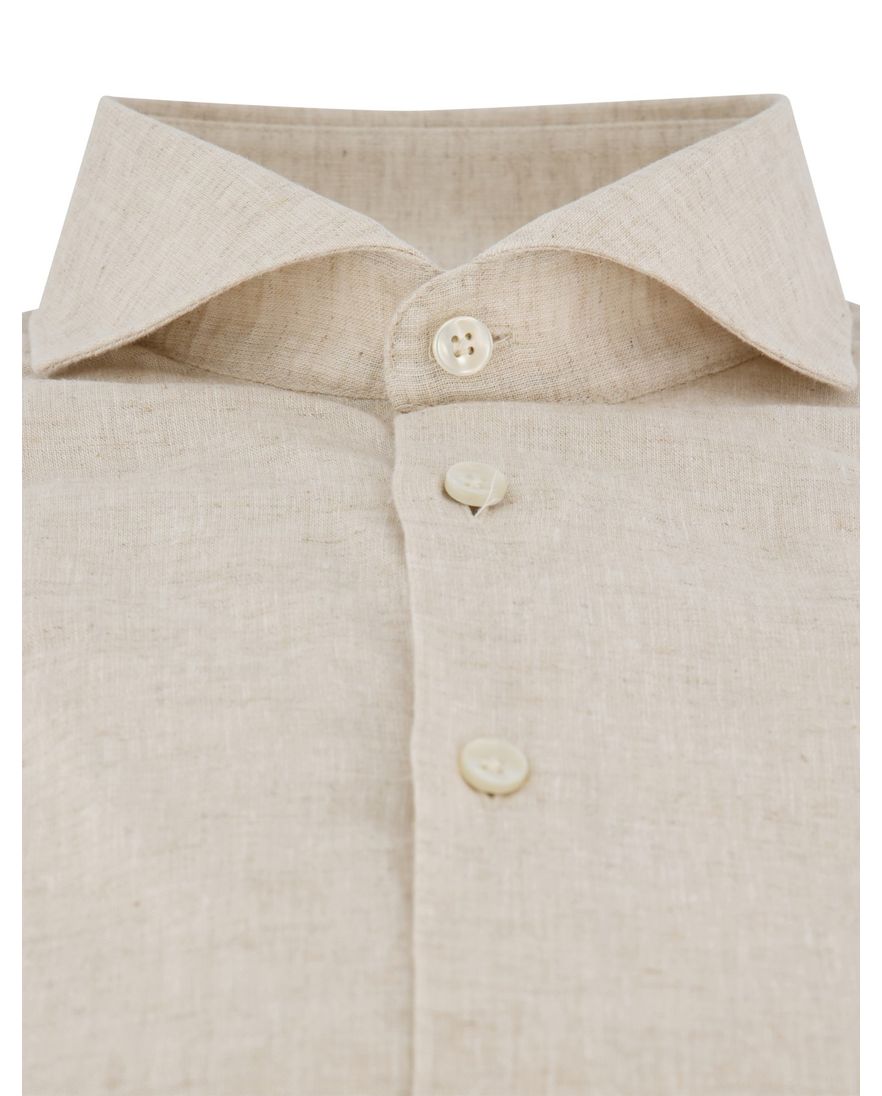 John Miller tailored fit overhemd beige effen