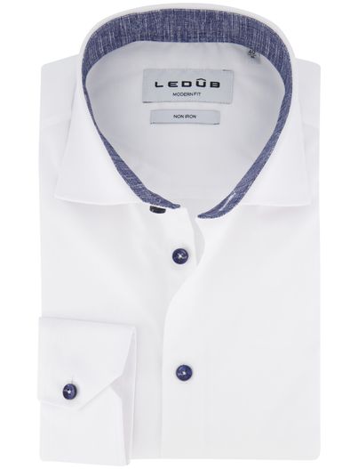 Ledub Ledub overhemd wit effen lange mouwen