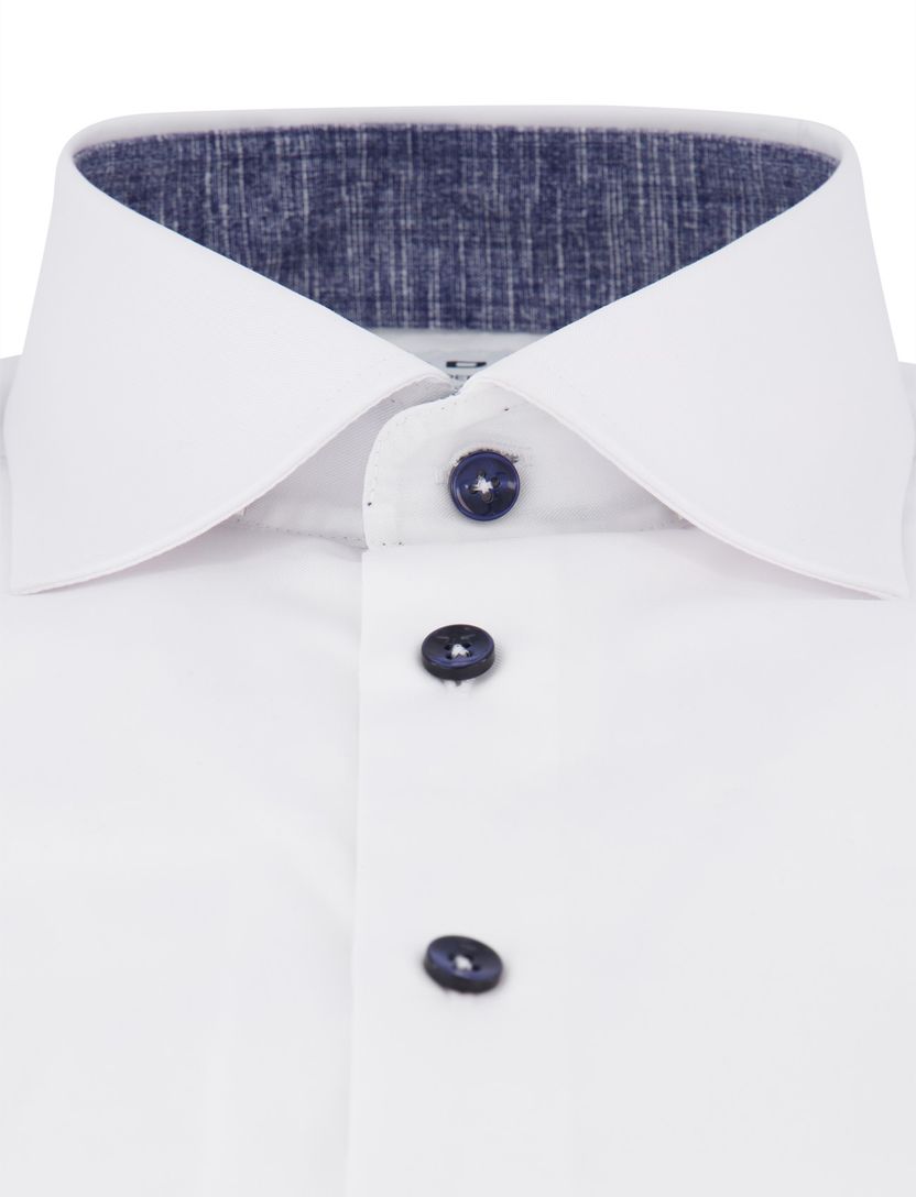 Ledub overhemd wit effen 100% katoen